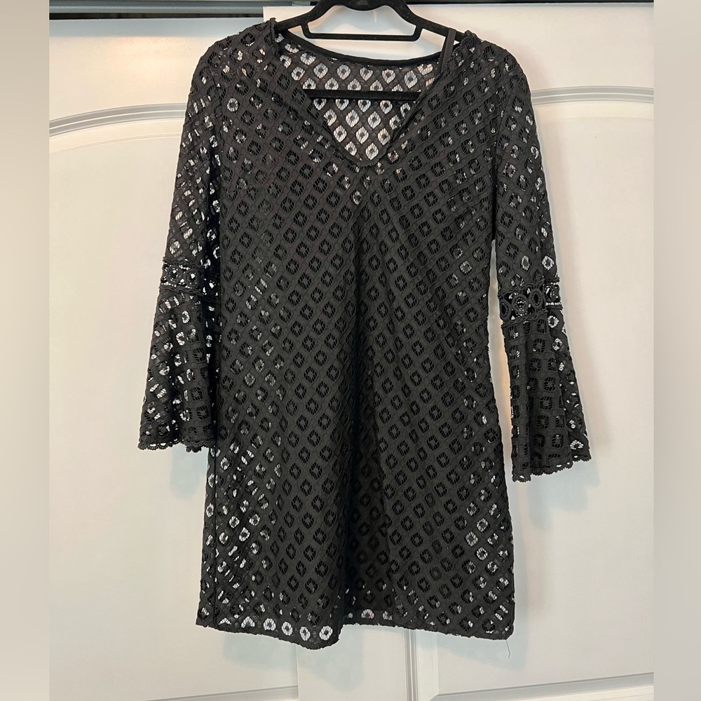 Black Embroidered Dress with Slip